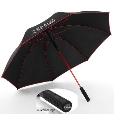 China Automatic Open Frame 190Tpongee Golf Umbrella Fiberglass Golf Umbrella Colored Full Cloth Fiberglass Can Print Promotion Umbrella for sale