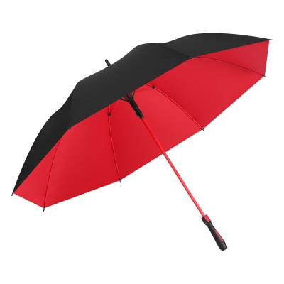 China Higher Quality Fiberglass Color Fiberglass Ribs New Minimalist Frame Handle And Shaft 190Tpongee Cloth Auto Open Golf Umbrella for sale