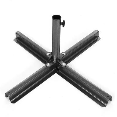 China Contemporary Metal Furniture Base Black Color 4legs Metal Parasol Base Base Metal Strong Umbrella Base for sale