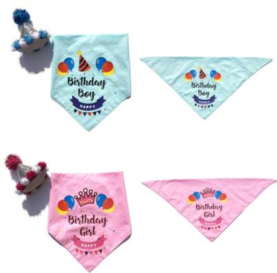 China Viable Pet Birthday Bandana Dog Birthday Party Hat Happy Birthday Cat Bandana Set for sale