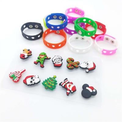 China Christmas Rubber Promotional Adjustable Design Soft PVC Rubber Wristband For Kids PVC Shoes Charms for sale