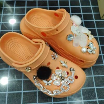 China Clog Charm Hot Selling Rhinestone Mink Fur Ball Series Hole Shoes Decoration Acrylic Crystal Accessories for sale