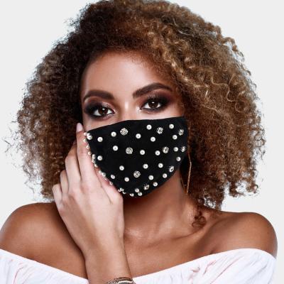 China Party washable breathable custom face mask with diamond rhinestone fashion bling crystal facemask for sale