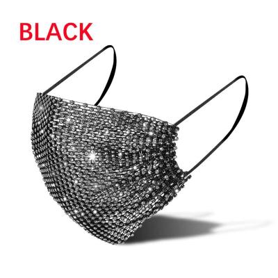 China Bling Bling Trendy Fashion Face Mask Washable Reusable Rhinestone Design For Party Decoration for sale