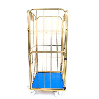 China Manufacturers Stackable Mobile Trolley Round Tube Stainless Steel Laundry Cart For Restaurant Kitchen Trolley Trolley for sale