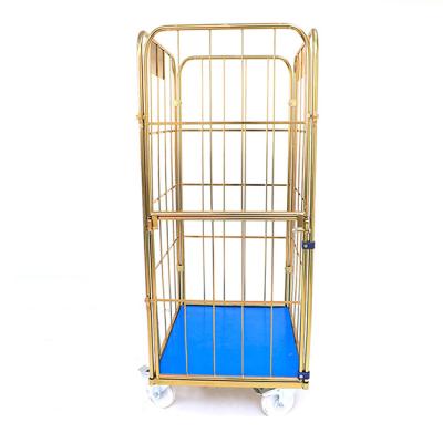 China Stackable Custom Home Standing Clothes Storage Bags Hotel Service Trolley Collapsible Laundry Basket with Wheels for sale