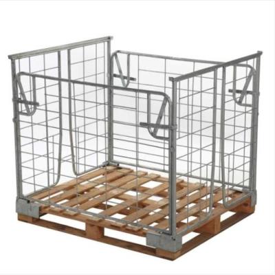 China Detachable Non Stackable Steel Rod Wire Mesh Galvanized Surface Cage For Farm Storage for sale