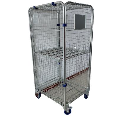 China Hot Sale Steel Wire Mesh Storage Zinc Galvanized Foldable Hand Truck Trolley Trolley for sale