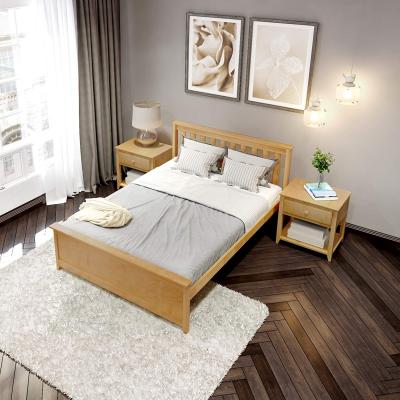 China Modern Traditional Natural Queen Board Beam Furniture Full Size Wooden Plank Bed for sale