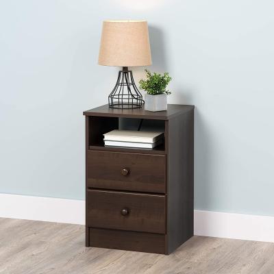 China (Other) Bedroom Furniture Bedside Table Adjustable End Table with Open Shelf Nightstands with 2 Drawers for sale