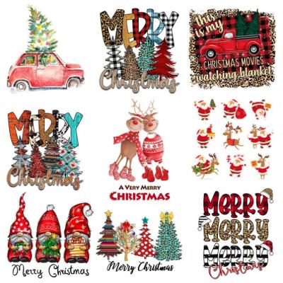 China New Year DTF Heat Transfer Flat Heat Transfers Print Merry Christmas Sticker Plastisol Screen Heat Transfer For Clothes for sale