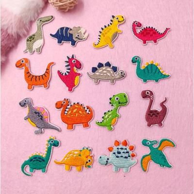 China Viable Popular Embroidered Animal Patches Children's Lovely Dinosaur Patches Stick On Phone Case Patches for sale