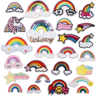 China Sustainable Summer Recommend Rainbow Patches Girl's Lovely Sequin Patch For Clothing Embroidery Patches for sale