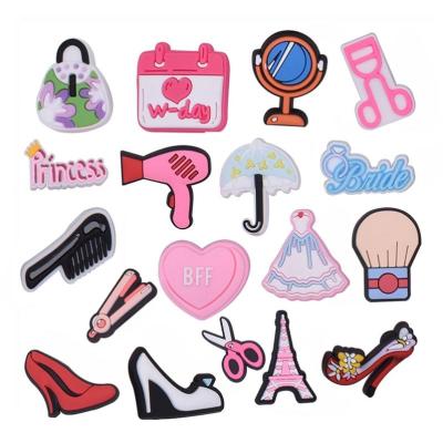 China Clog Charm New Designer Women Clog Shoes Charms Girl Power Accessories Beauty Lipstick Queen Clog Shoe Charms Make Up Decoration Pink for sale