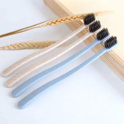 China Adult Portable Wheat Straw Toothbrush PP nylon Dupont Soft Charcoal Toothbrush for sale