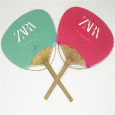 China Round Paper Foldable Hand Fans Customized Paddle Hand Fans 15Inch for sale