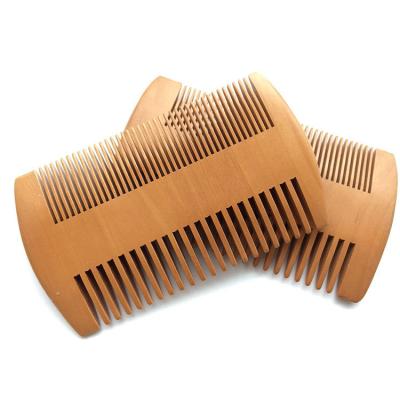 China Customized Logo Peach Wood Beard Comb Thick Sandalwood Hair Comb for sale