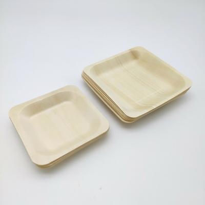 China Square Eco Friendly Birch Disposable Wooden Tableware For Sushi Fish Ball Dim Sum for sale