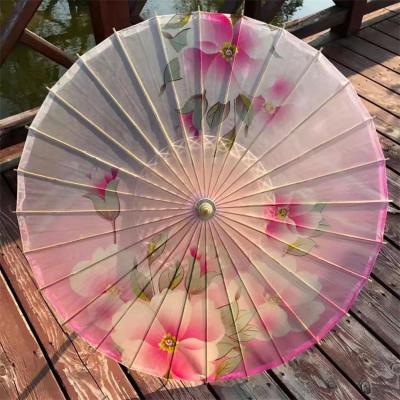 China Ancient Chinese Style Oiled Paper Umbrella 42cm Radius 60cm Length Wooden Gourd Top for sale