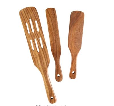 China 13.8 inch Long Kitchen Wooden Utensils Innovative Teak Kitchenaid Mixing Spatula for sale