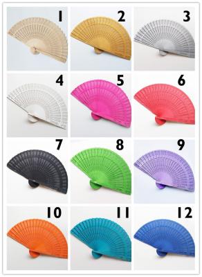 China Lacquered Colorful Sandalwood Hand Fan for Wedding Favors Guests Custom Souvenir for sale