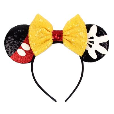 China Environmentally Friendly Mouse Hair Accessories Embroidered Party Festival Bow Headbands Kids Mouse Headband for sale