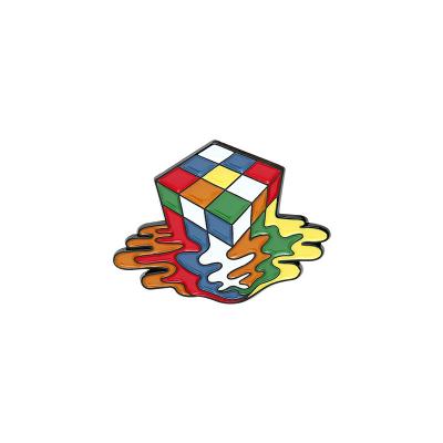 China Alloy Rubik's Magic Brooch Environmental Friendly Toys Cube Enamel Pins for sale