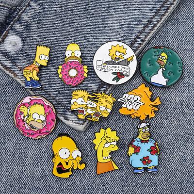 China Cartoon Anime Simpsons Pin Brooch Fashional Metal Pin Badge Environmental Friendly Soft Enamel Custom Lapel Pins simpsons for sale