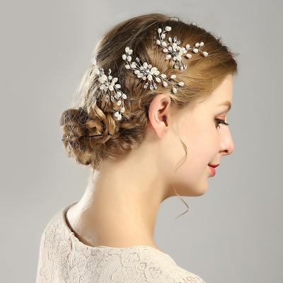 China Environmental Friendly Silver Gold Pearl Hairpin Wedding Bride Bridal Hair Accessories for sale