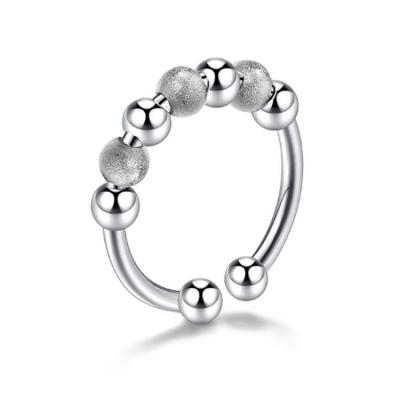 China Environmental friendly Anti Anxiety Ring with Beads Gold Silver Plated Single Coil Adjustable Ring for sale