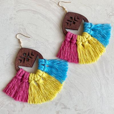 China Environmentally Friendly Bohemian Jewelry Handmade Rainbow Tassel Earrings European and American Earrings Gift for sale