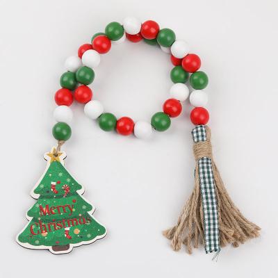 China Art Deco New Christmas Wood Decor Garland Hanging Wooden Beads Bead for Christmas Tree Decorations for sale