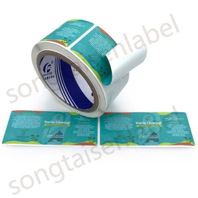 China Water Proof Synthetic Custom Rectangular Paper Roll Die Cut Sticker Labels Cosmetic Labels for sale