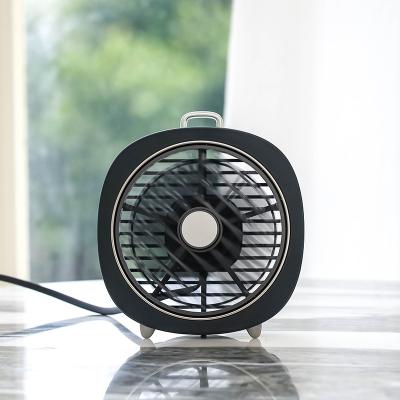 China Wholesale Hotel 2022 New Arrivals Usb Table Fans Mini Desktop Fan With Led Portable Night Lights Small for sale