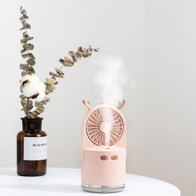 China Hotel Custom Cool Mist Mini Usb Humidifier Rechargeable Oem Logo Portable Mini Fan and Humidifier Fan for sale