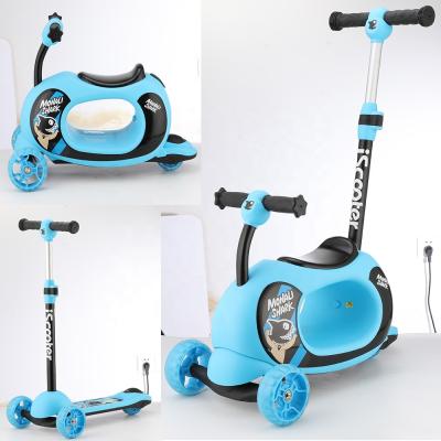 China Common Plastic US EU No Tax 4 In 1 High Quality Hummer Electric Scooter Kids LED Light 3 Modes Wheel Scooter Kids for sale