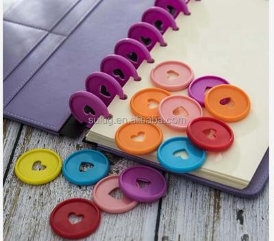 China DIY Disbound Hardcover Book Plastic Discs Scatter Hole Binder Binder Ring Heart Notebook Planner Discs 23MM for sale