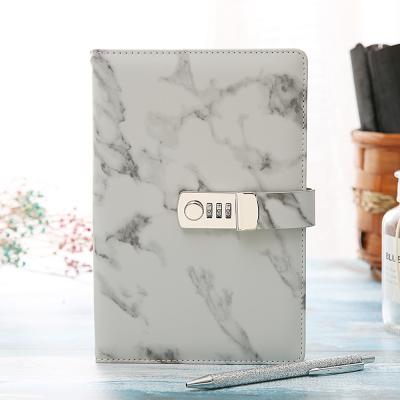 China 2020 hot selling marble pattern hardcover book notebook with lock, kids diary with lock, diary with lock for sale