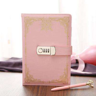 China Lovely pink hardcover notebook with lock, diary with lock notebook, diary with lock for sale