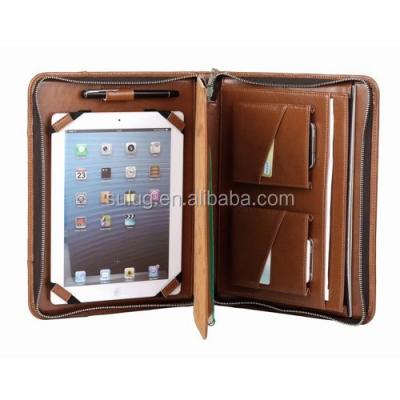 China Multifunctional Office.gifts.promotional A4 Vintage Zippered PU Leather File Case For iPad Tablet for sale