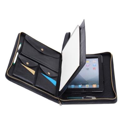 China Office.gifts.promotional Zippered Black Laptop /Tablet PC Folder Notepad With ID Cards Case for sale