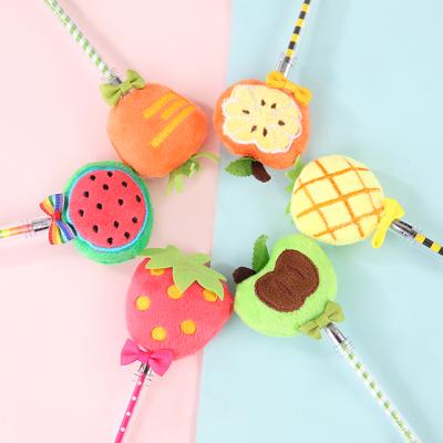 China Creative Cute Cartoon Stationery Bow Fur Ball Plush Ball Pen for sale