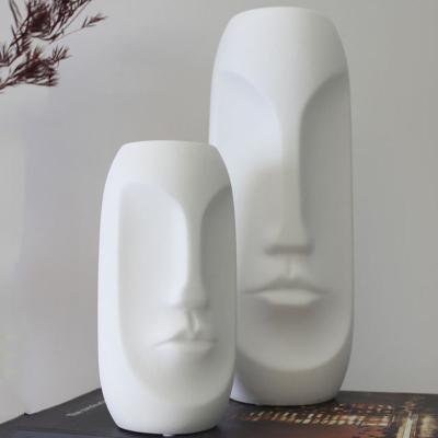 China Economical Minimalist Custom Design Art White Face Vase Human Indoor Flower Pot for sale