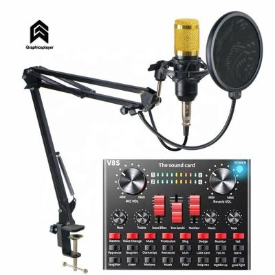 China USB Sound Card Music Condenser Microphone With External Sound Card Live Broadcast Sound Card Set External USB For Web Visual Live Broadcast for sale