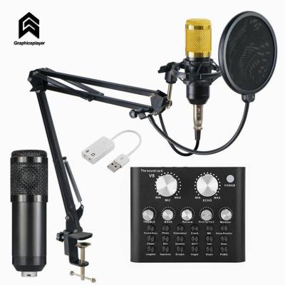 China USB Sound Card Music Webcast Microphone Sound Card Set External Sound Card Web Video Live Recording v8a2 for sale