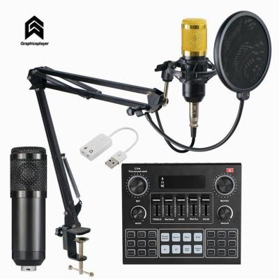 China New Usb Sound Card Music Audio Studio External Live Sound Card 3.5mm Microphone BM800 Set Live Broadcast Sound Adapter for sale