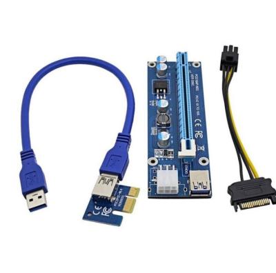 China USB 3.0 PCI-E 1X 4x 8x 16x Desktop Supplement Riser Adapter Card SATA 15pin Express Male to 6pin Power Cable 006CPCI-E Riser Card for sale