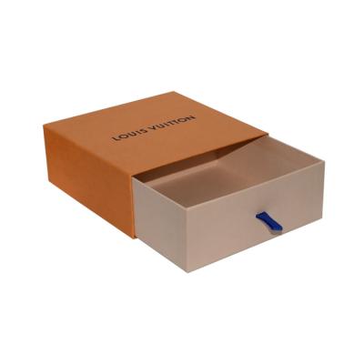 China Handmade Custom Logo Cardboard Sliding Drawer Kraft Paper Boxes Mens Belt Watch Wallet Gift Box Packaging for sale