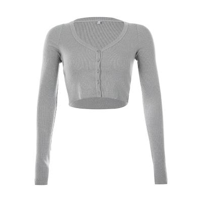 China Top Slim Fit Anti-Wrinkle Button Sweater Women European Long Sleeve Custom Sweater With Logo White Knitted Sweater for sale