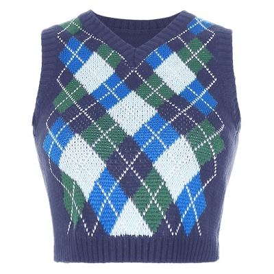 China anti-wrinkle plaid sweater british strapless sweater cheap wind clothes shop china cheap clothes matched clothes for sale